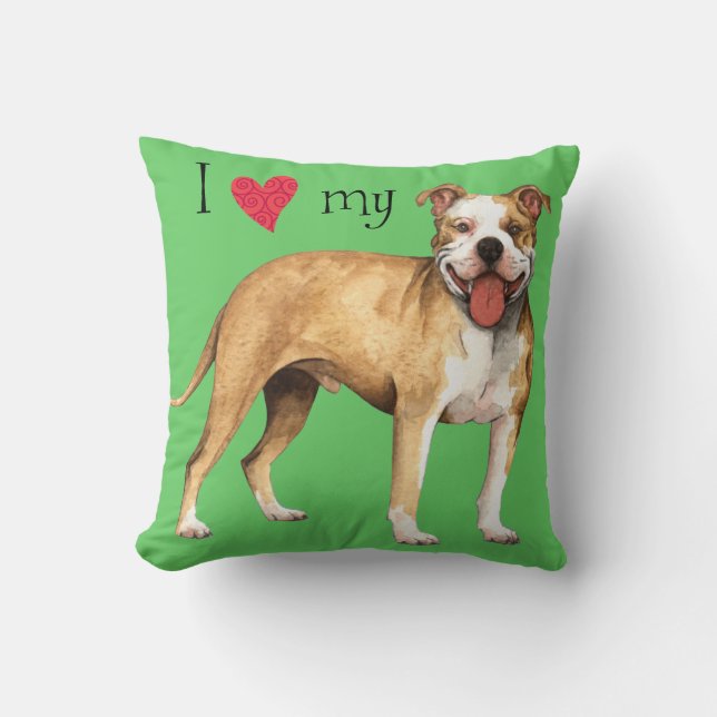 I Love my Pit Bull Terrier Cushion (Front)