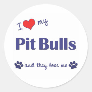 I Love My Pit Bulls (Multiple Dogs) Classic Round Sticker