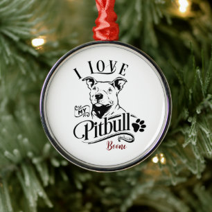 I Love My Pitbull Christmas Metal Tree Decoration