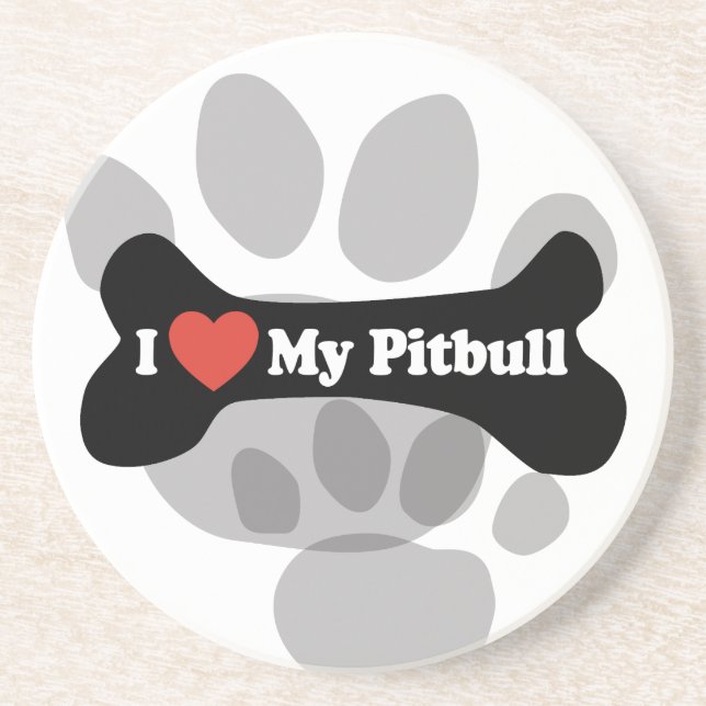 I Love My Pitbull - Dog Bone Coaster (Front)