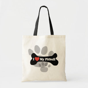 I Love My Pitbull - Dog Bone Tote Bag