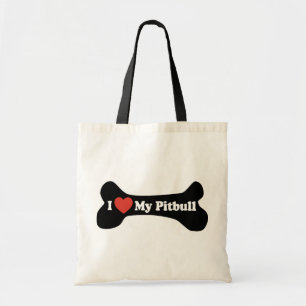 I Love My Pitbull - Dog Bone Tote Bag