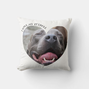 I love my pitbull dog custom photo cushion