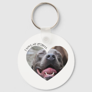 I love my pitbull dog custom photo key ring