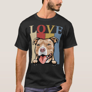 I Love My Pitbull Dog Retro Vintage 60s 70s Dog Lo T-Shirt