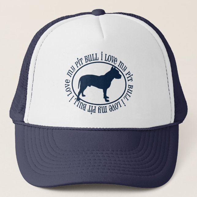 I Love My Pitbull Trucker Hat (Front)