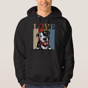 I Love My Pitbull Vintage Retro Dog Mum Dad Hoodie