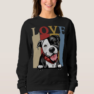 I Love My Pitbull Vintage Retro Dog Mum Dad Sweatshirt