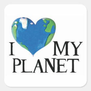 I love my planet square sticker