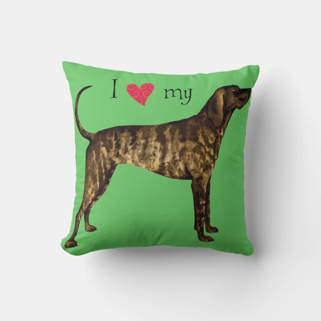 I Love my Plott Hound Cushion (Front)