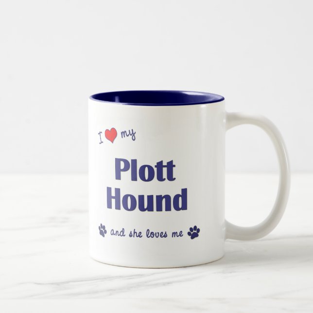 I Love My Plott Hound (Female Dog) Two-Tone Coffee Mug (Right)