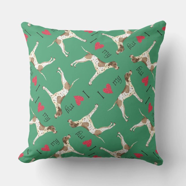 I Love my Pointer Outdoor Cushion (Front)