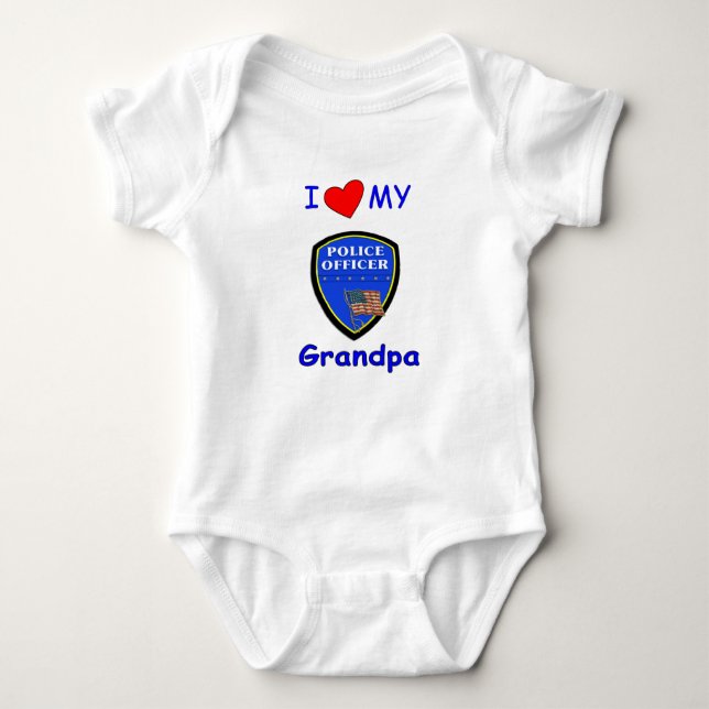I Love My Police Grandpa Baby Bodysuit (Front)