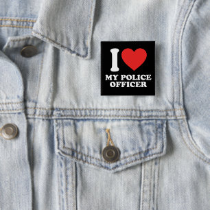I Love My Police Officer 15 Cm Square Badge