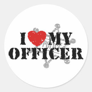 I Love My Police Officer Classic Round Sticker