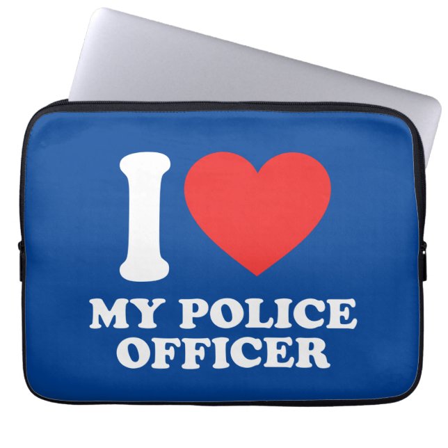 I Love My Police Officer Laptop Sleeve (Front)