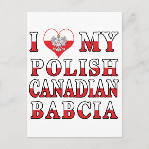 I Love My Polish Canadian Babcia Flag Postcard