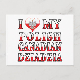 I Love My Polish Canadian Dziadzia Flag Postcard
