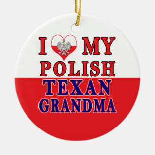 I Love My Polish Texan Grandma Ceramic Tree Decoration