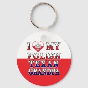 I Love My Polish Texan Grandpa Key Ring