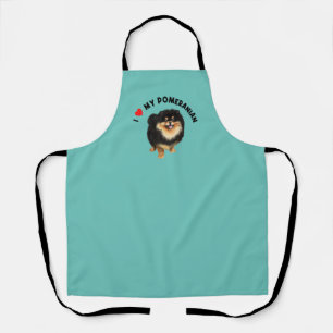 I Love My Pomeranian Cute Pomeranian Puppy Dog Art Apron