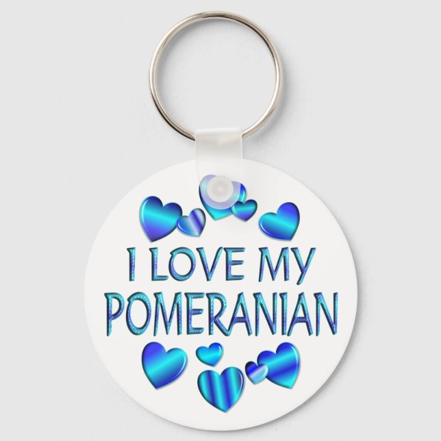I Love My Pomeranian Key Ring (Front)