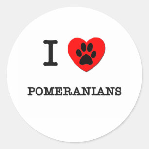 I LOVE MY POMERANIANS CLASSIC ROUND STICKER