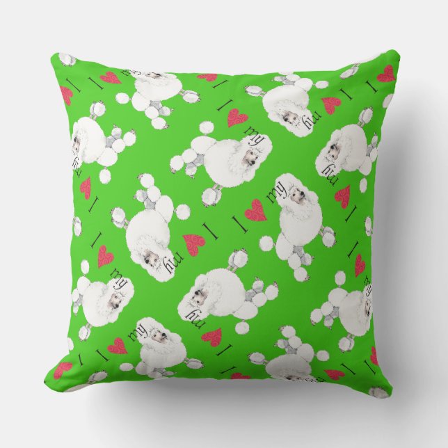 I Love my Poodle Outdoor Cushion (Front)
