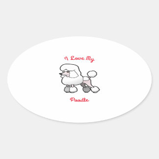 I Love My Poodle Oval Sticker