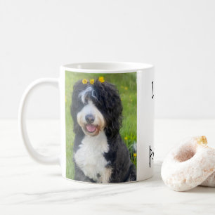 "I love my Pop Pop! "Whimsical dog in grass Coffee Mug