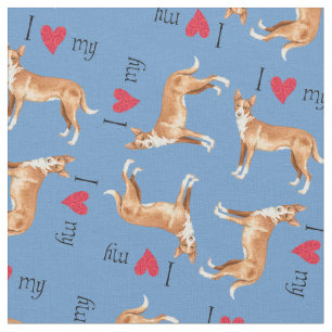 I Love my Portuguese Podengo Fabric