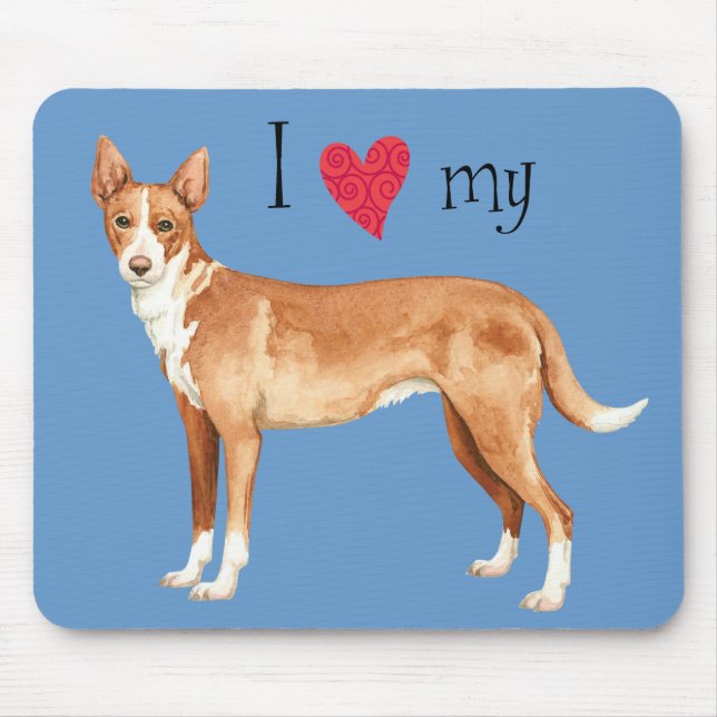 I Love my Portuguese Podengo Mouse Pad (Front)