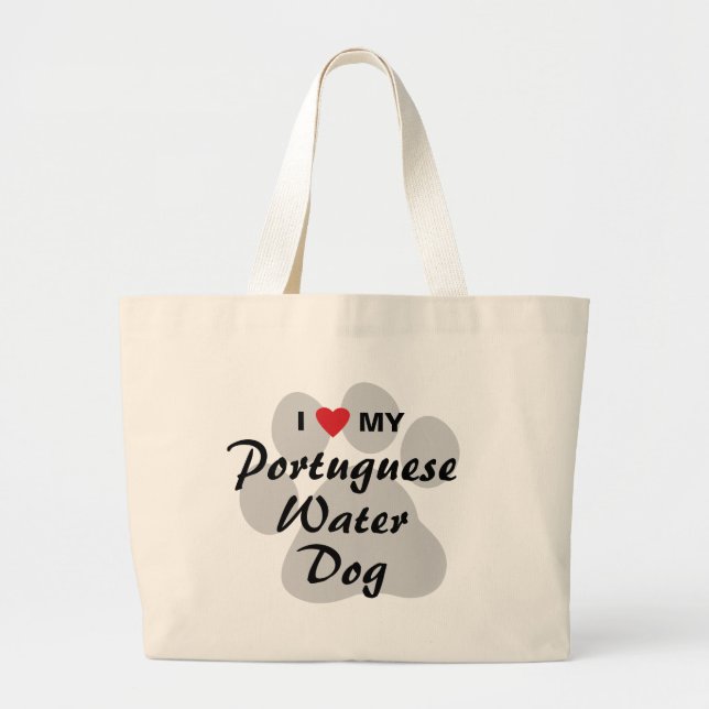 I Love My Portuguese Water Dog Large Tote Bag (Front)