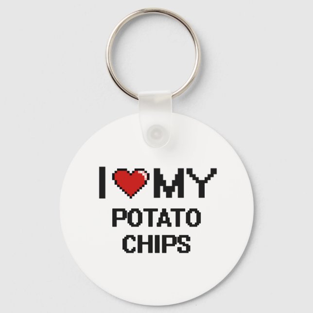 I Love My Potato Chips Digital design Key Ring (Front)