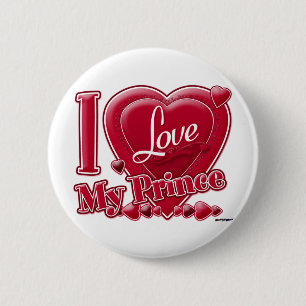 I Love My Prince red - heart 6 Cm Round Badge