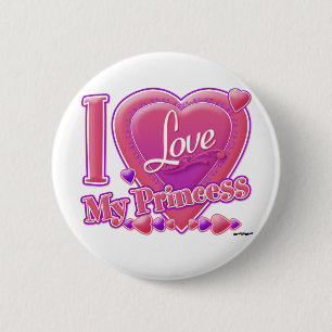 I Love My Princess pink/purple - heart 6 Cm Round Badge