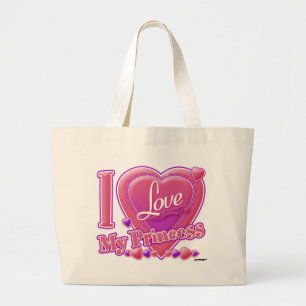 I Love My Princess pink/purple - heart Large Tote Bag