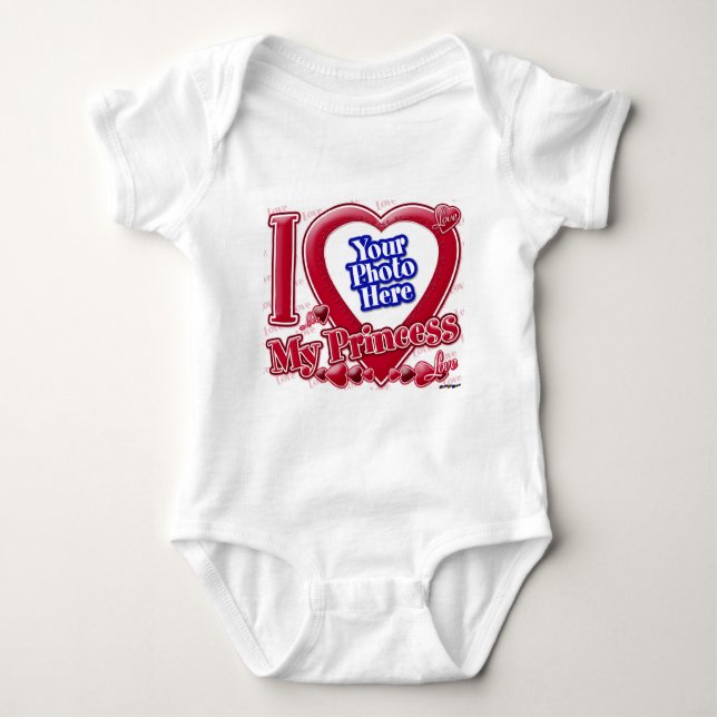 I Love My Princess red heart - photo Baby Bodysuit (Front)