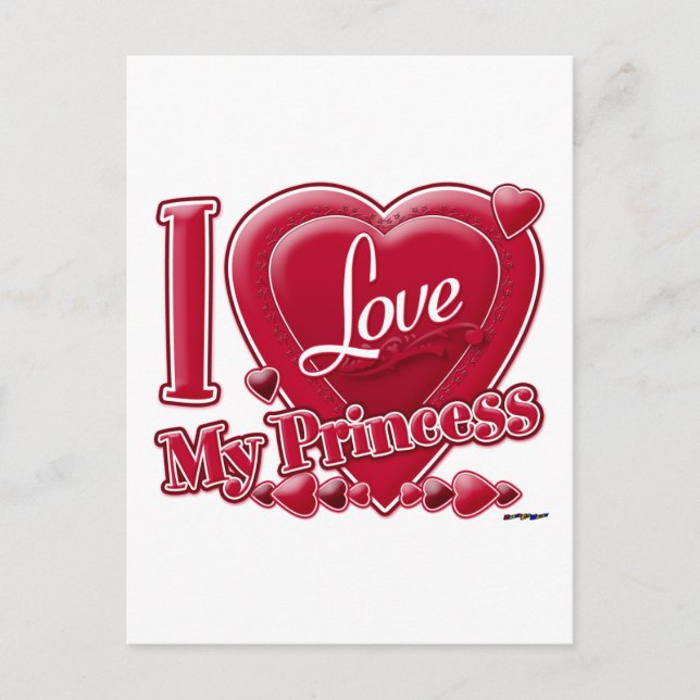 I Love My Princess red - heart Postcard (Front)