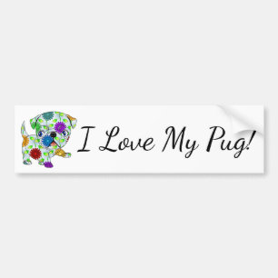 I Love My Pug Bumper Sticker