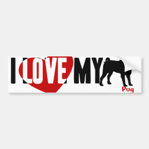 I Love My Pug Bumper Sticker