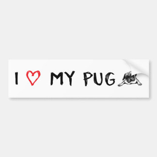 I Love My Pug Bumper Sticker