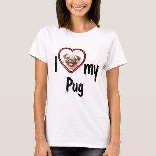 I Love My Pug - Cute Red Heart Photo Frame T-Shirt