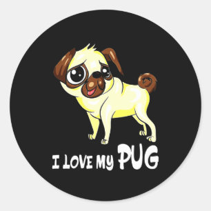 I Love My Pug Funny Gift Classic Round Sticker