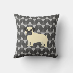 I love my Pug, Gray diamonds pattern Cushion