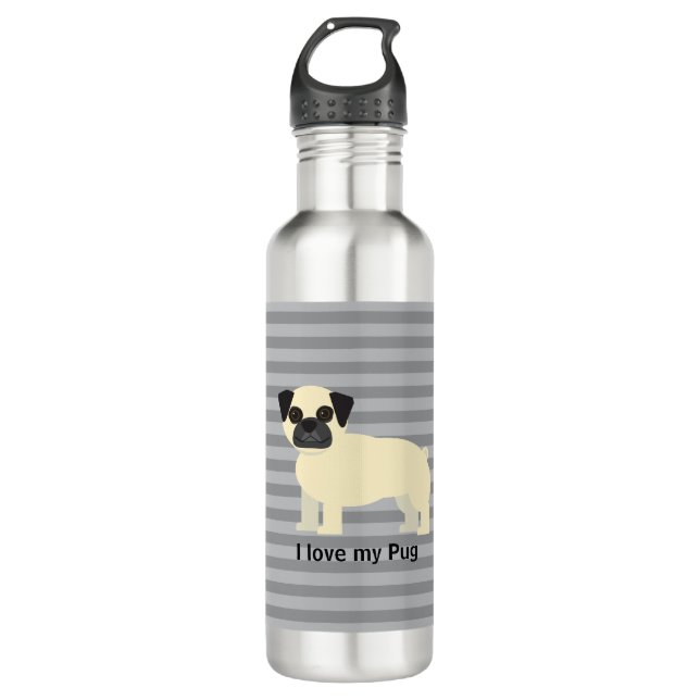 I love my Pug Gray Lined 710 Ml Water Bottle (Front)