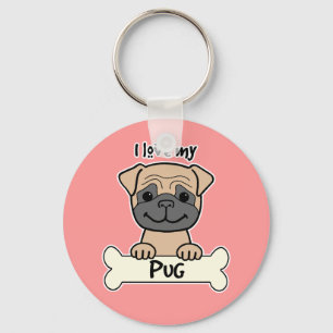 I Love My Pug Key Ring