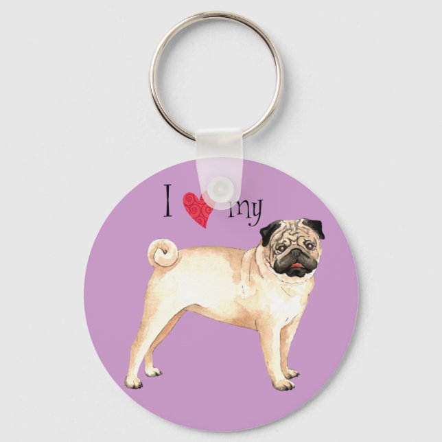 I Love my Pug Key Ring (Front)