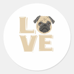 I Love My Pug Pug Gifts For Pug Lovers Pug Classic Round Sticker