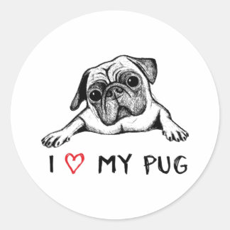 I Love My Pug Stickers